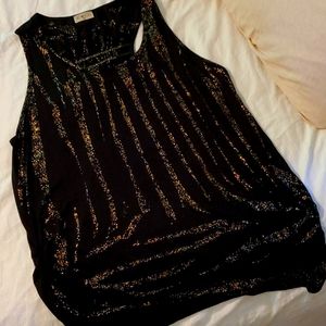 Black and gold sleeveless racer back tank